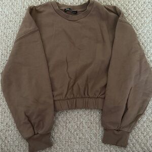 Zara Cropped Sweatshirt in Brown